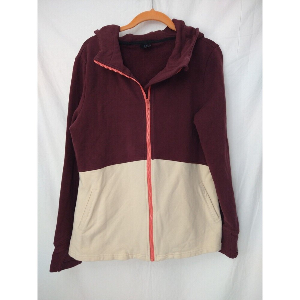 Maven Thread Full Zip Track Jacket Ponte Knit Size XXL Colorblock Burgundy Cream